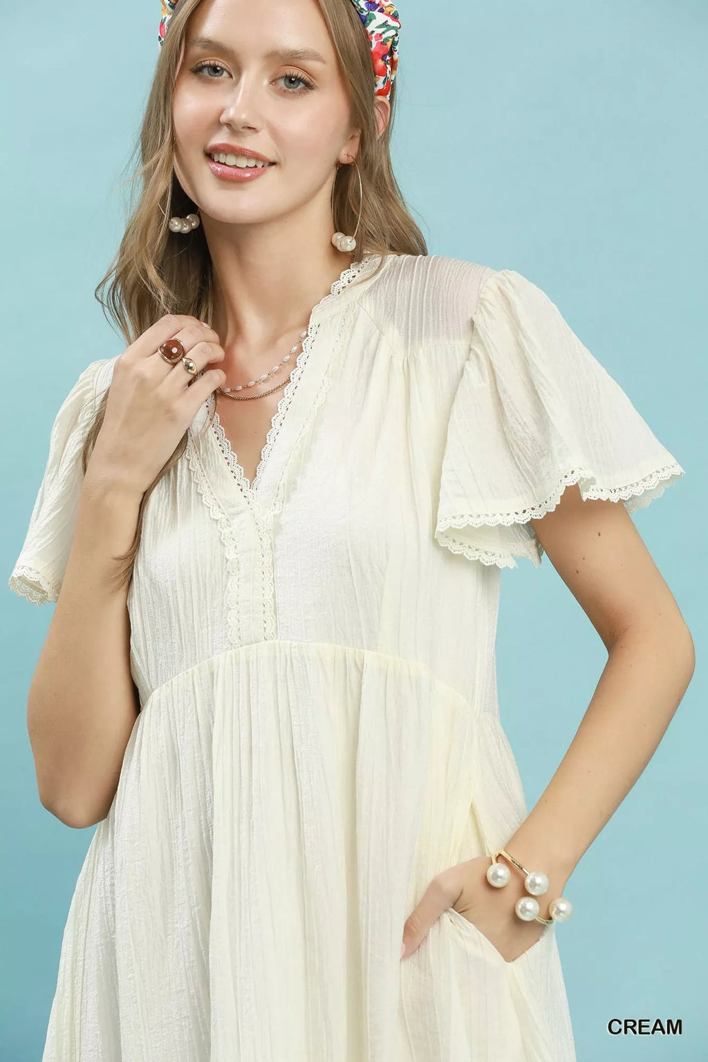 Umgee Textured Tiered Midi Dress with Side Pockets - Rooted & Reckless Co.