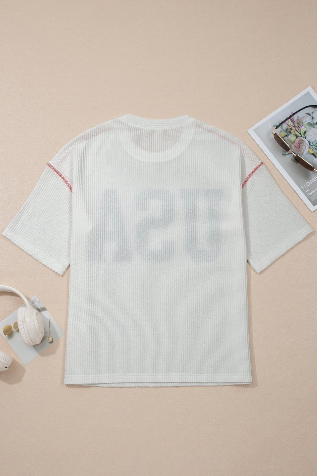 USA Corded Knit Short Sleeve Graphic Top - Rooted & Reckless Co.