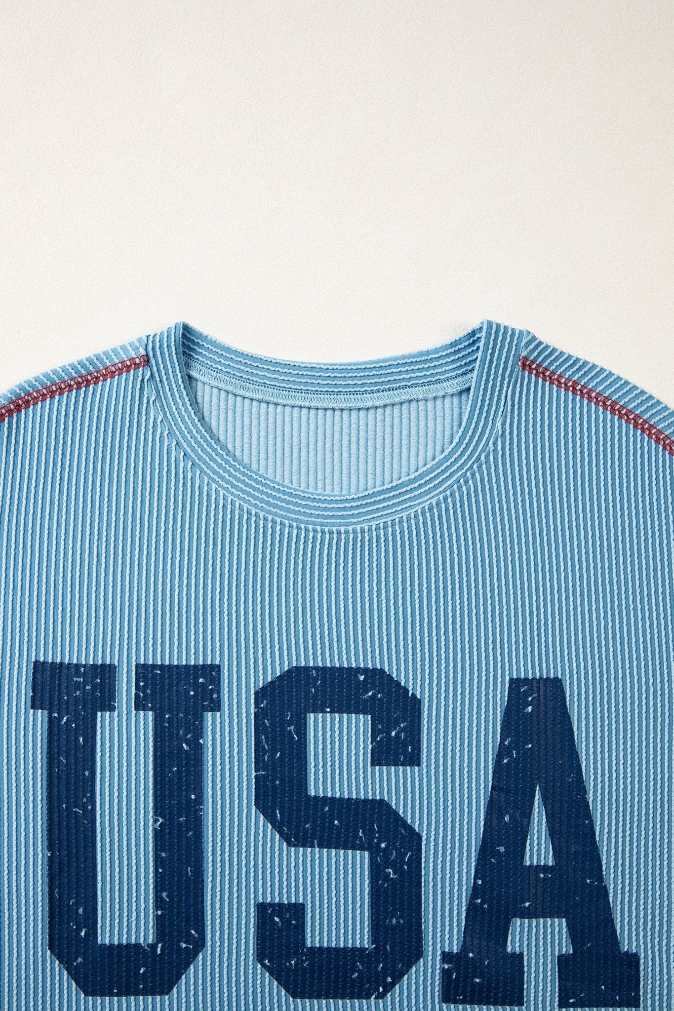 USA Corded Knit Short Sleeve Graphic Top - Rooted & Reckless Co.