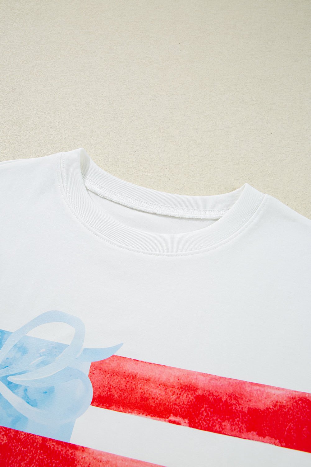 USA Flag Bow Crewneck Graphic Tee - Rooted & Reckless Co.