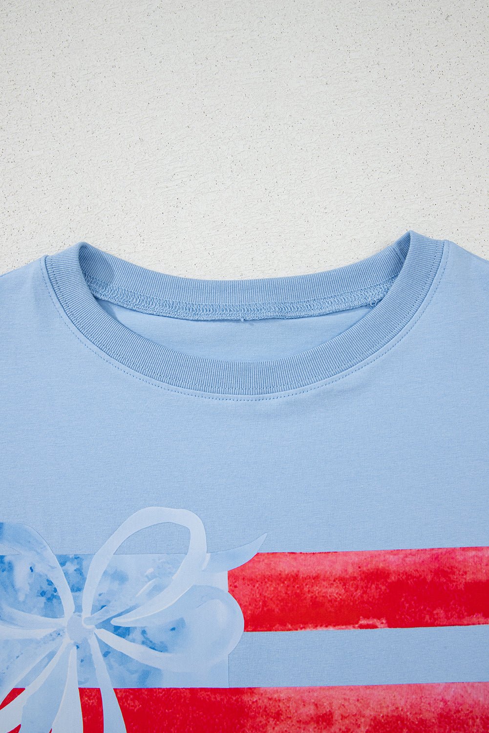 USA Flag Bow Crewneck Graphic Tee - Rooted & Reckless Co.