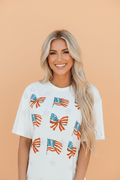USA Flag & Bow Star Graphic T-Shirt - Rooted & Reckless Co.