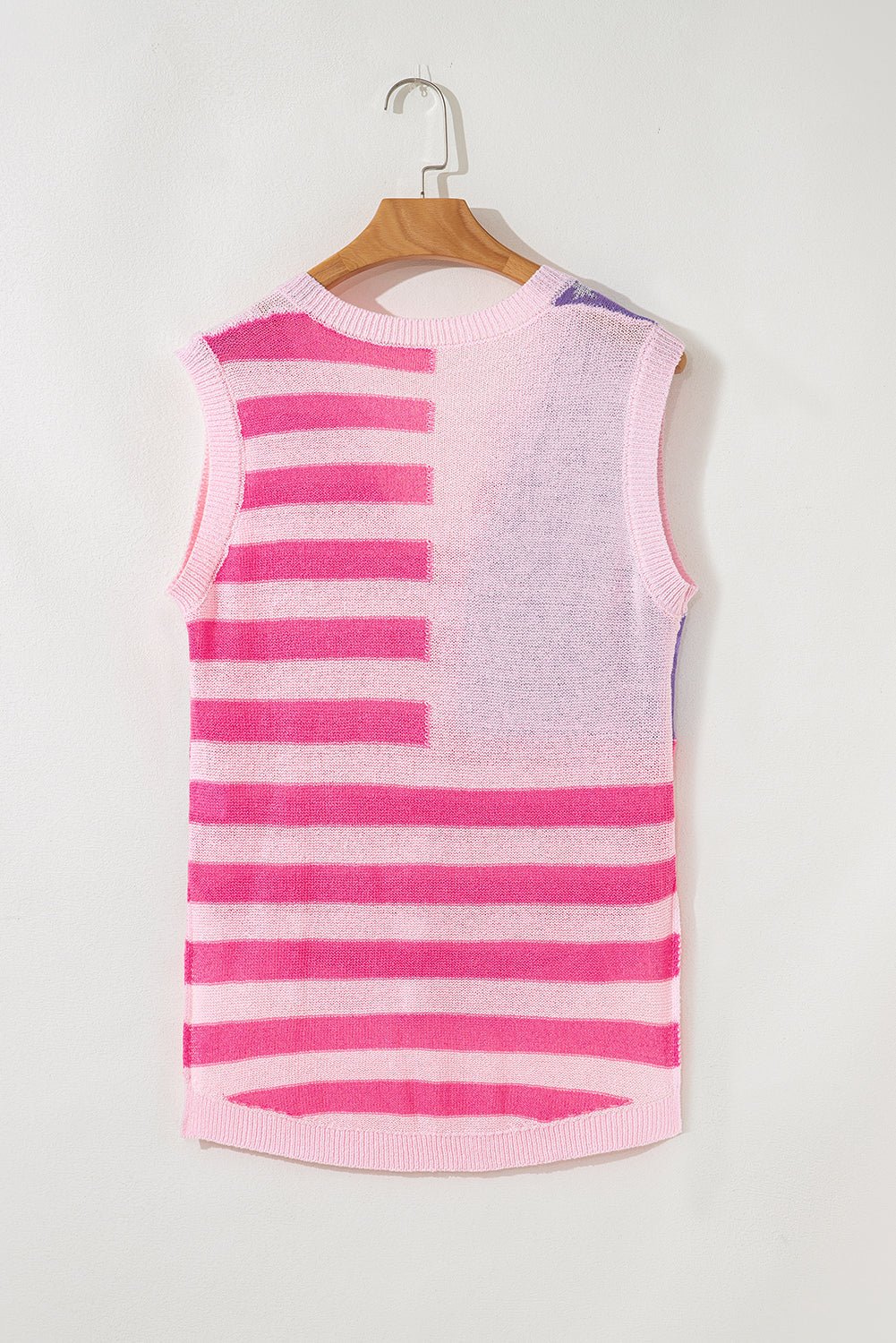 USA Flag Notch Neck Sleeveless Sweater Top - Rooted & Reckless Co.