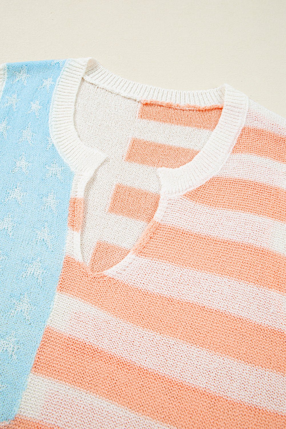 USA Flag Notch Neck Sleeveless Sweater Top - Rooted & Reckless Co.