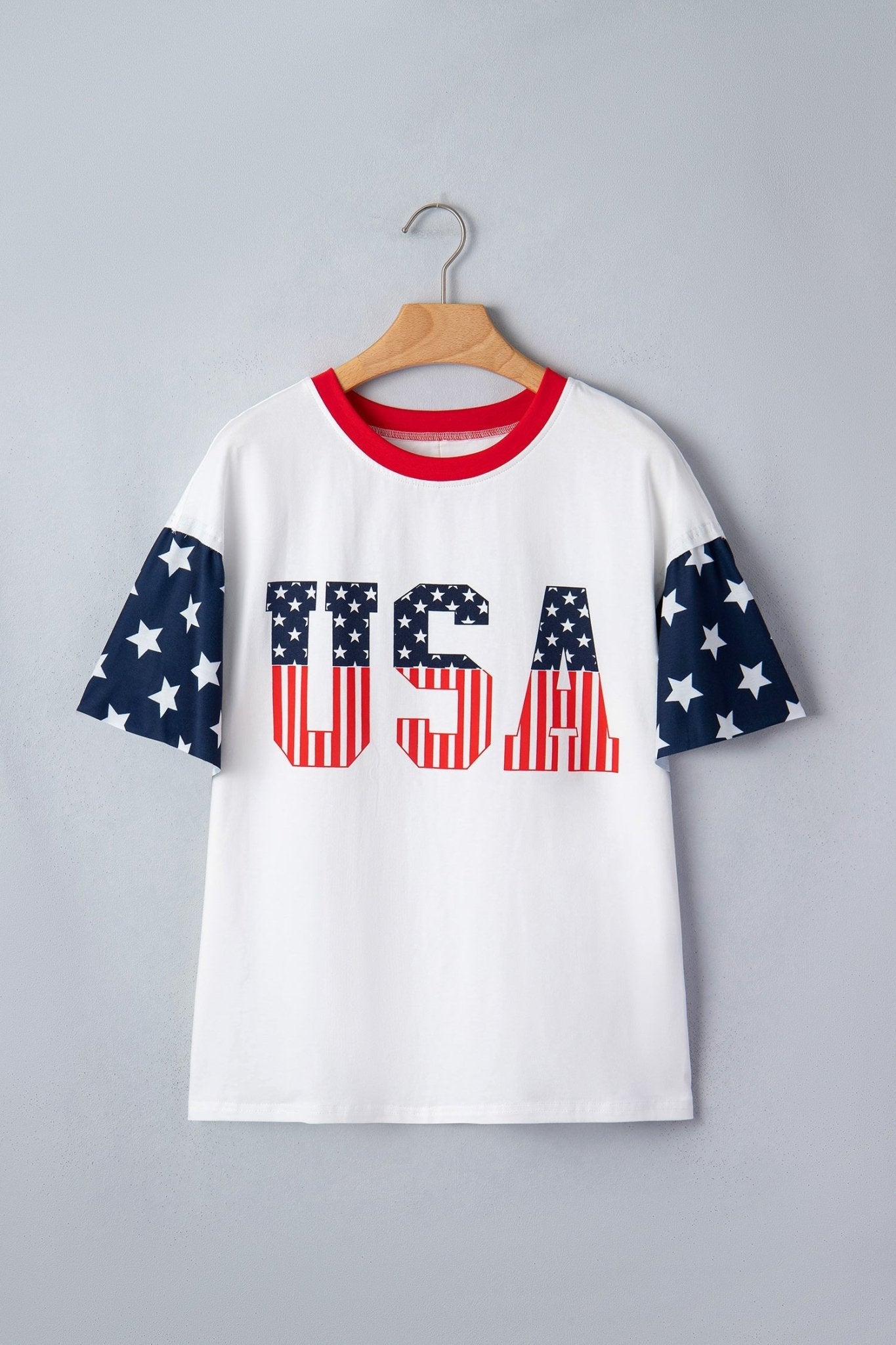 USA Flag Patchwork Short Sleeve Graphic Tee - Rooted & Reckless Co.