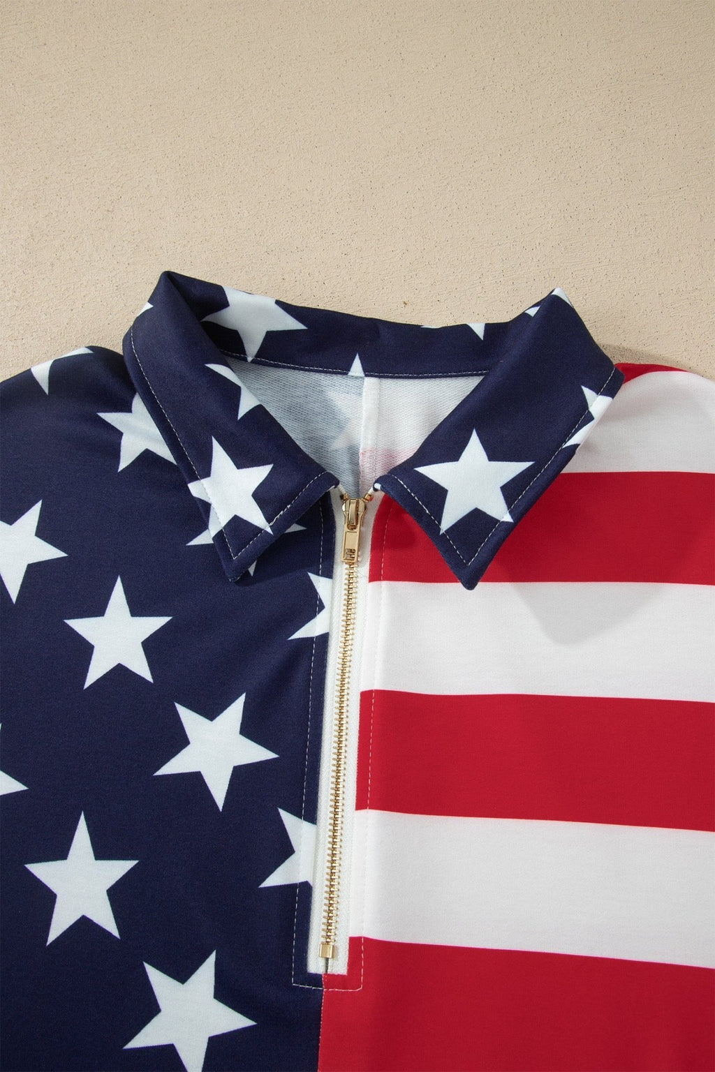 USA Flag Stars & Stripes Zip Collar Oversized Sweatshirt - Rooted & Reckless Co.