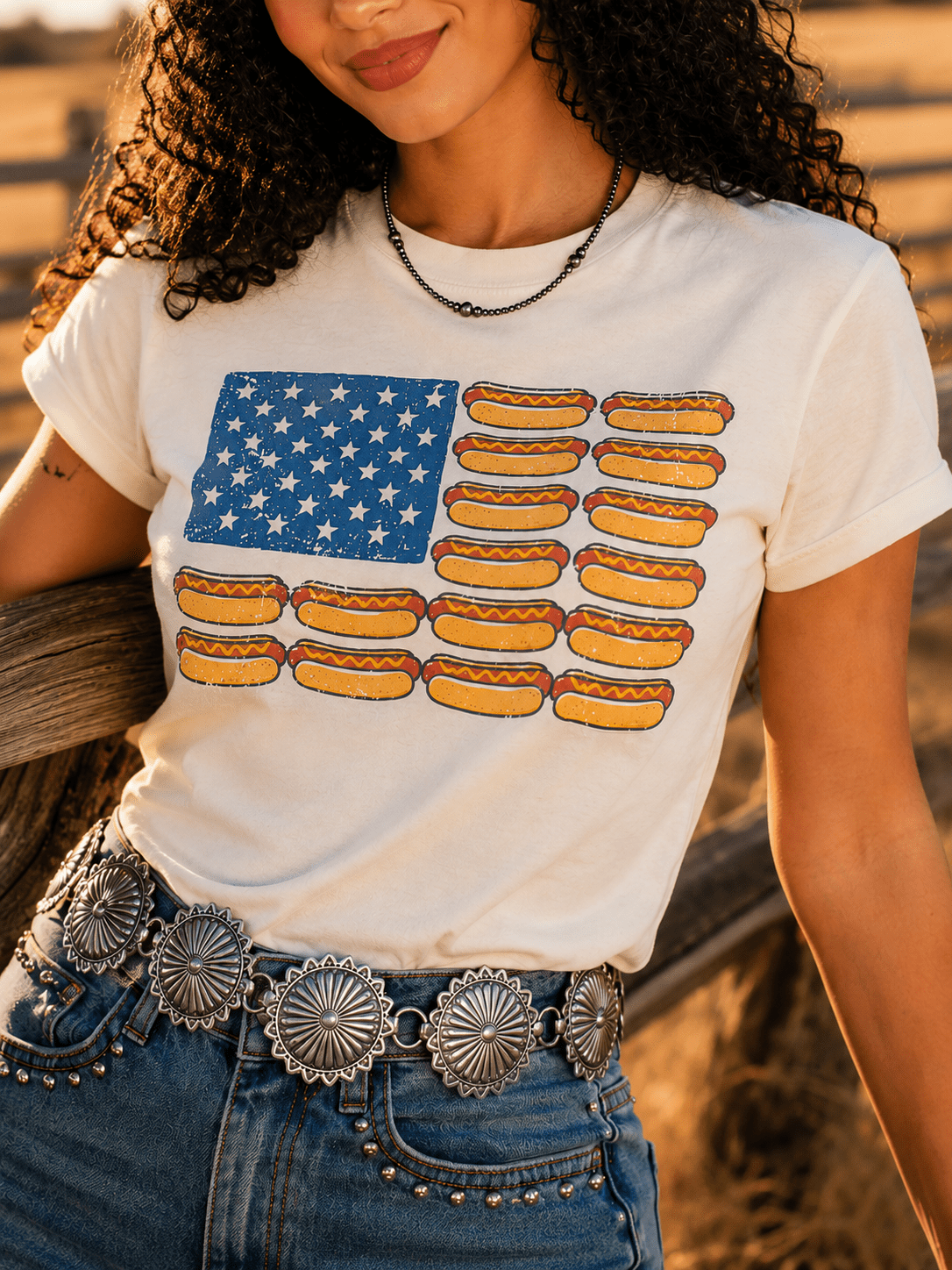 USA Hot Dog Flag Graphic Tee - Rooted & Reckless Co.
