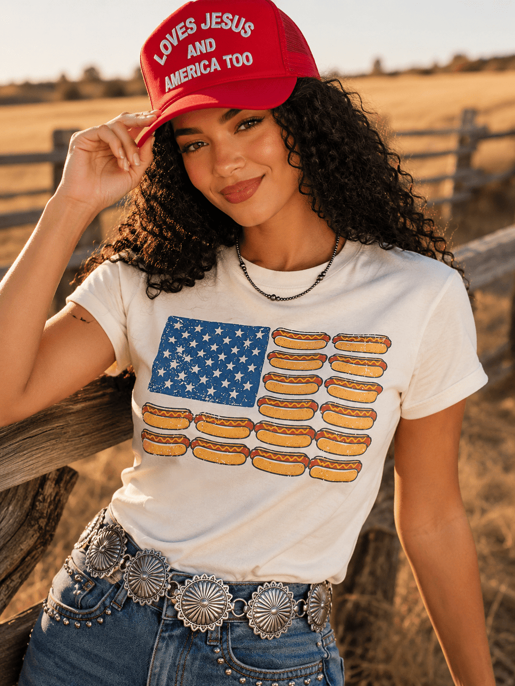 USA Hot Dog Flag Graphic Tee - Rooted & Reckless Co.