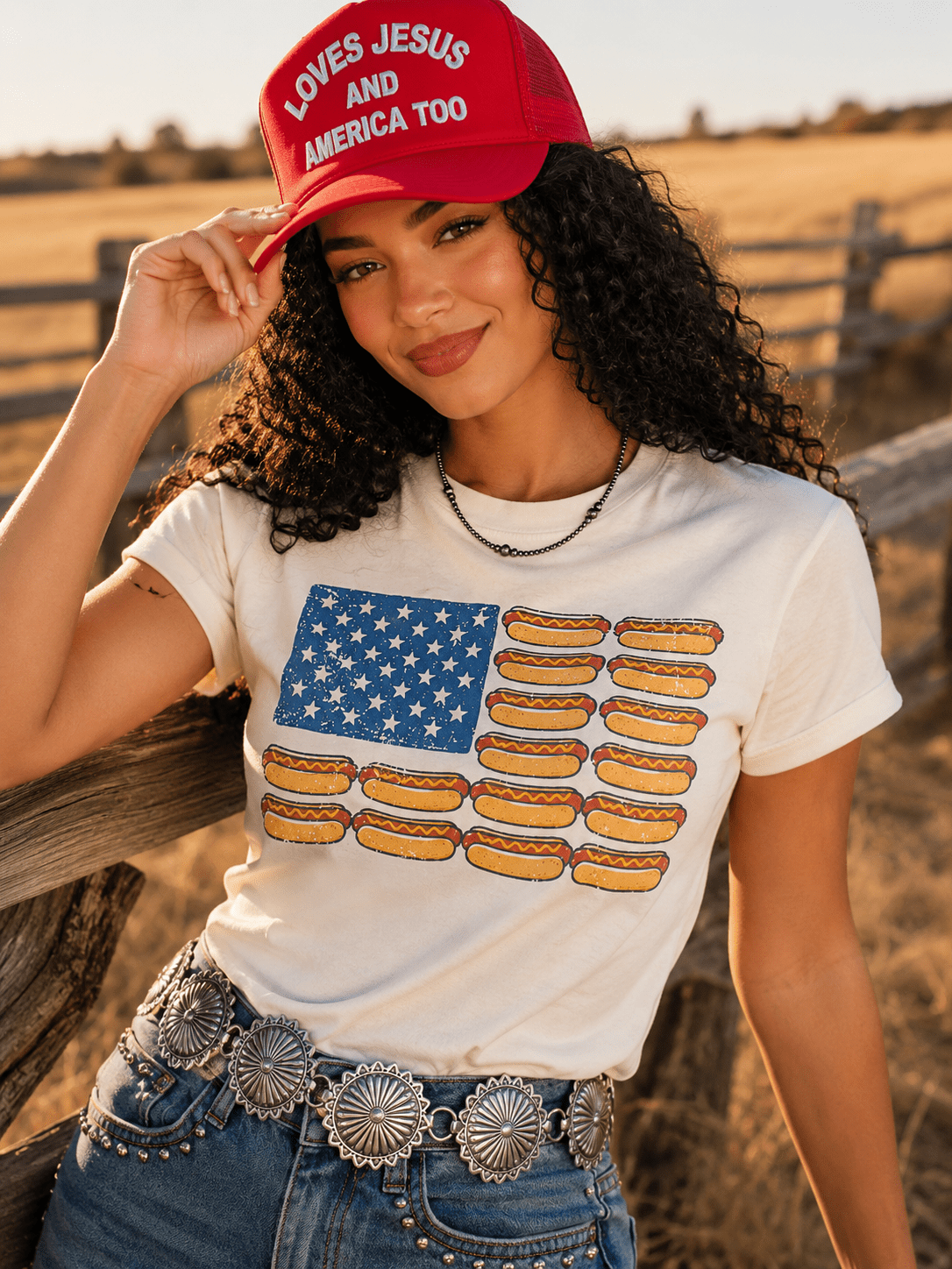 USA Hot Dog Flag Graphic Tee - Rooted & Reckless Co.