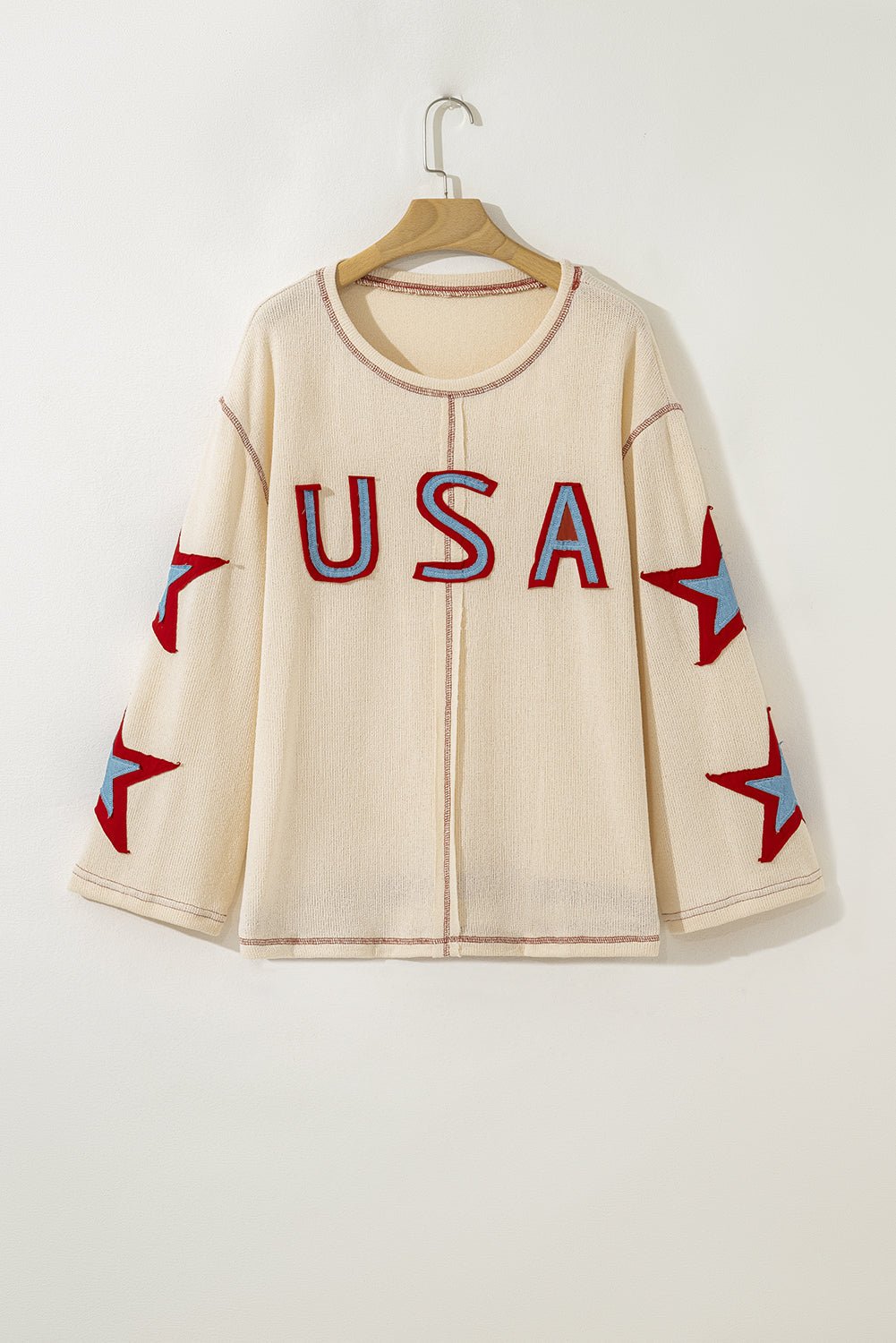 USA Star Contrast Patchwork Exposed Seam Top - Rooted & Reckless Co.