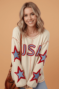 USA Star Contrast Patchwork Exposed Seam Top - Rooted & Reckless Co.
