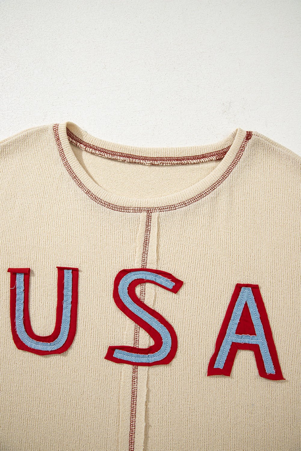 USA Star Contrast Patchwork Exposed Seam Top - Rooted & Reckless Co.