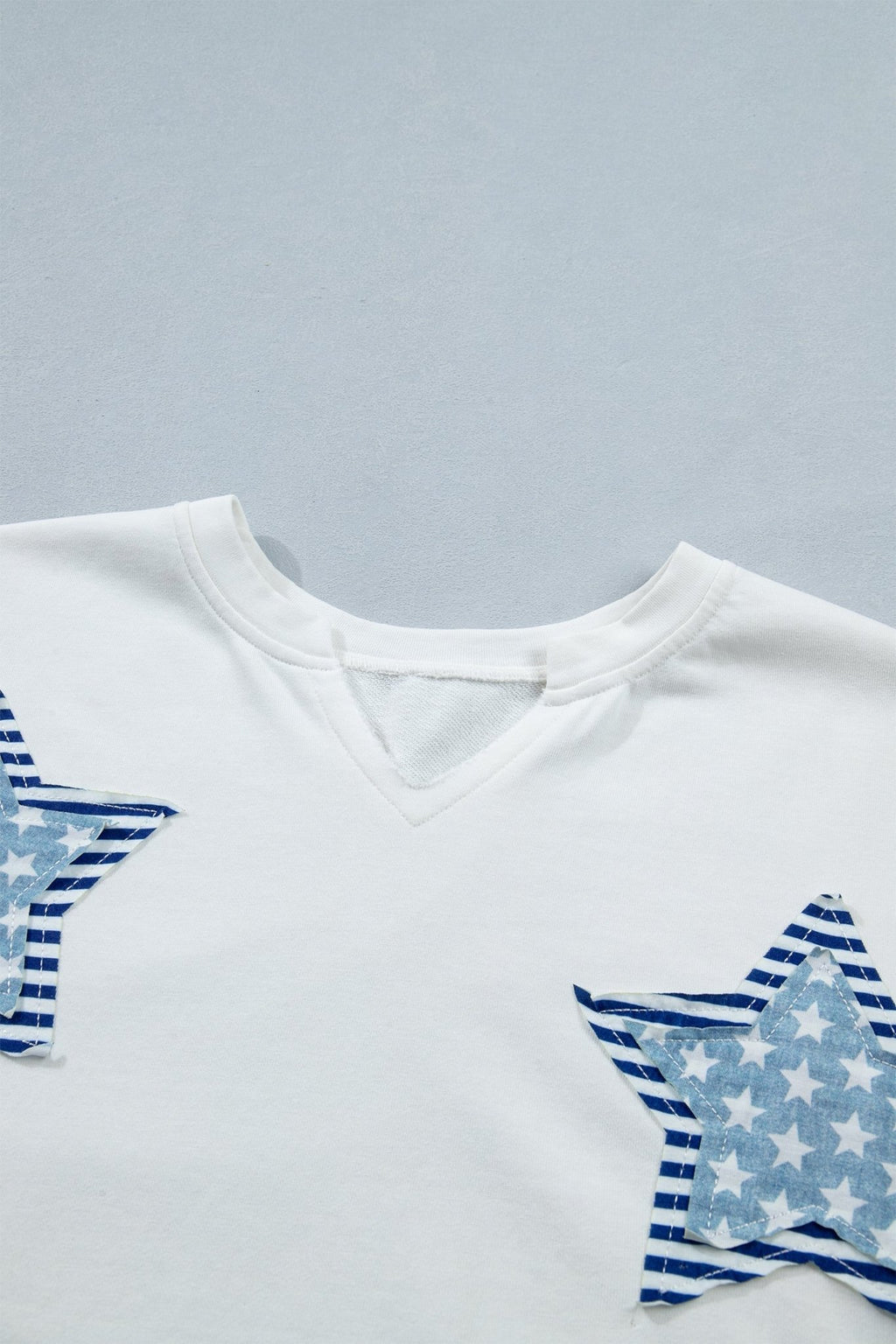 USA Star Patchwork Mineral Wash Notched Neck Tee - Rooted & Reckless Co.