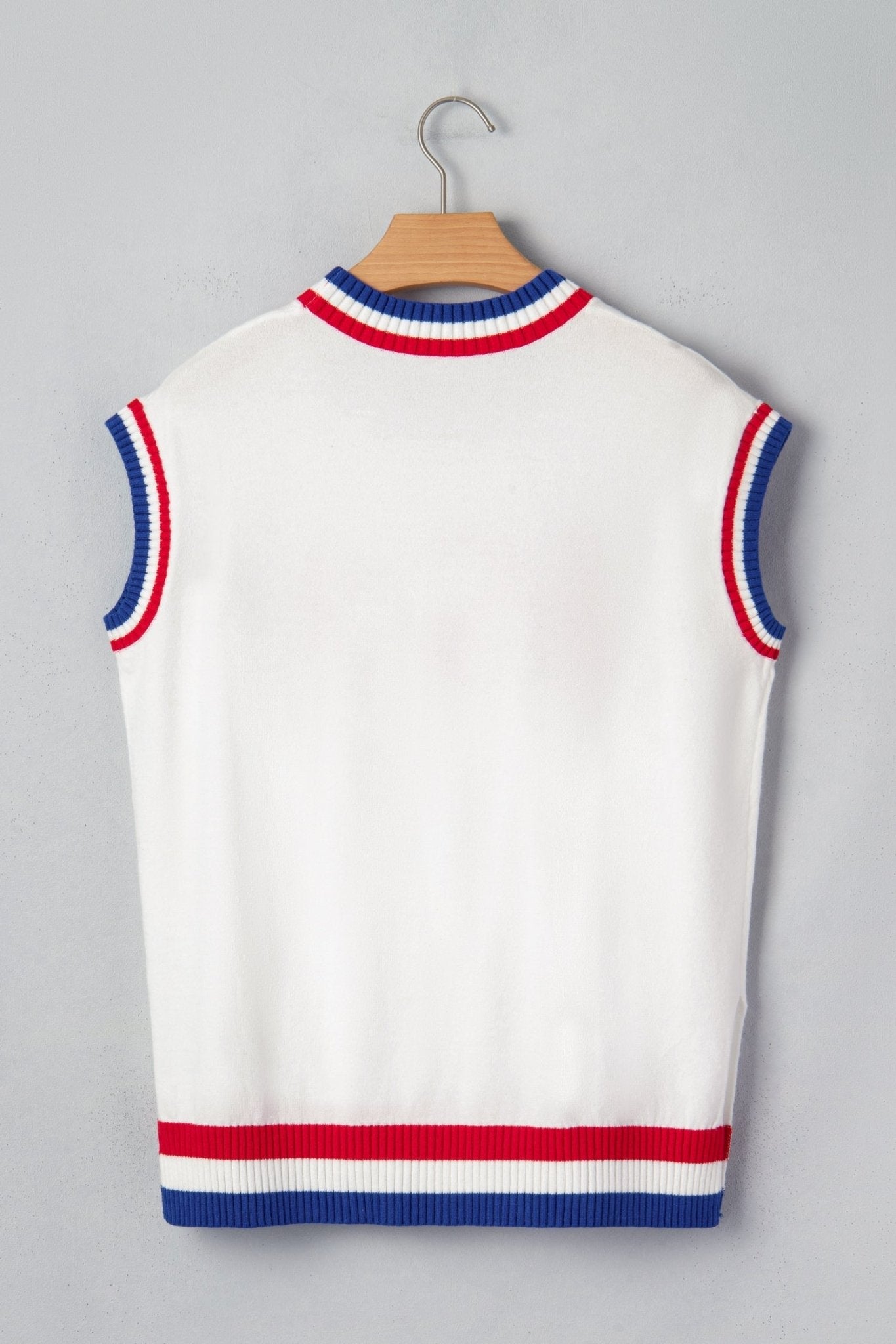 USA Stripe Contrast Trim Short Sleeve Sweater - Rooted & Reckless Co.
