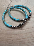 Variscite Turquoise Hoop Earrings with Sterling Pearl & Saucer - Rooted & Reckless Co.