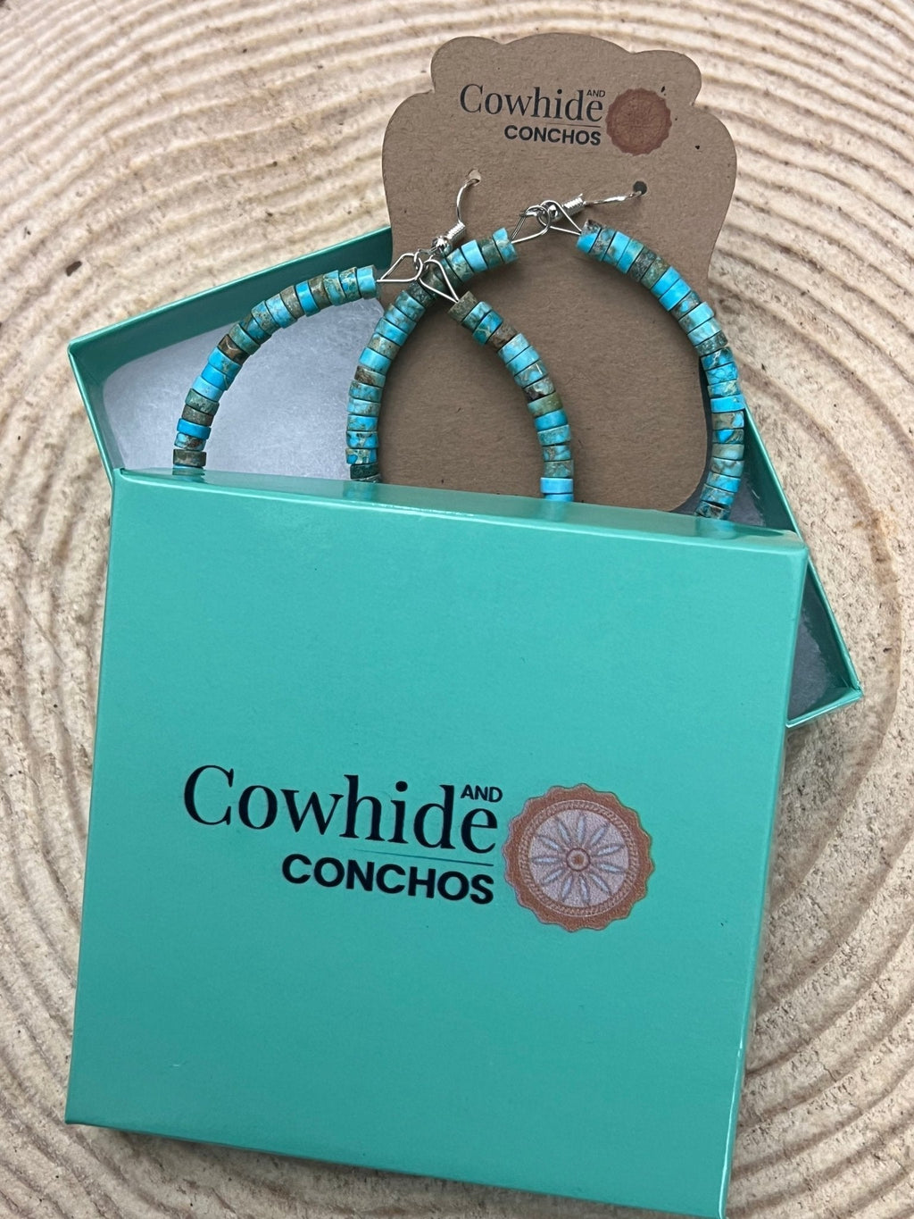 Variscite Turquoise & Spiny Oyster 2.25” Statement Hoop Earrings with Sterling Pearl - Rooted & Reckless Co.