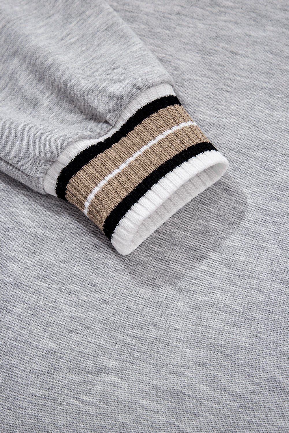 Varsity Contrast Stripe Trim V-Neck Sweatshirt - Rooted & Reckless Co.