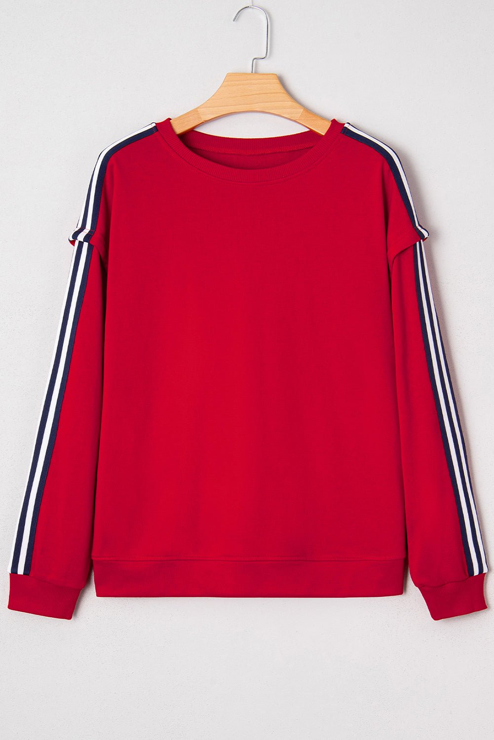 Varsity Stripe Contrast Ribbed Trim Sweatshirt - Rooted & Reckless Co.