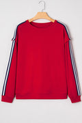 Varsity Stripe Contrast Ribbed Trim Sweatshirt - Rooted & Reckless Co.