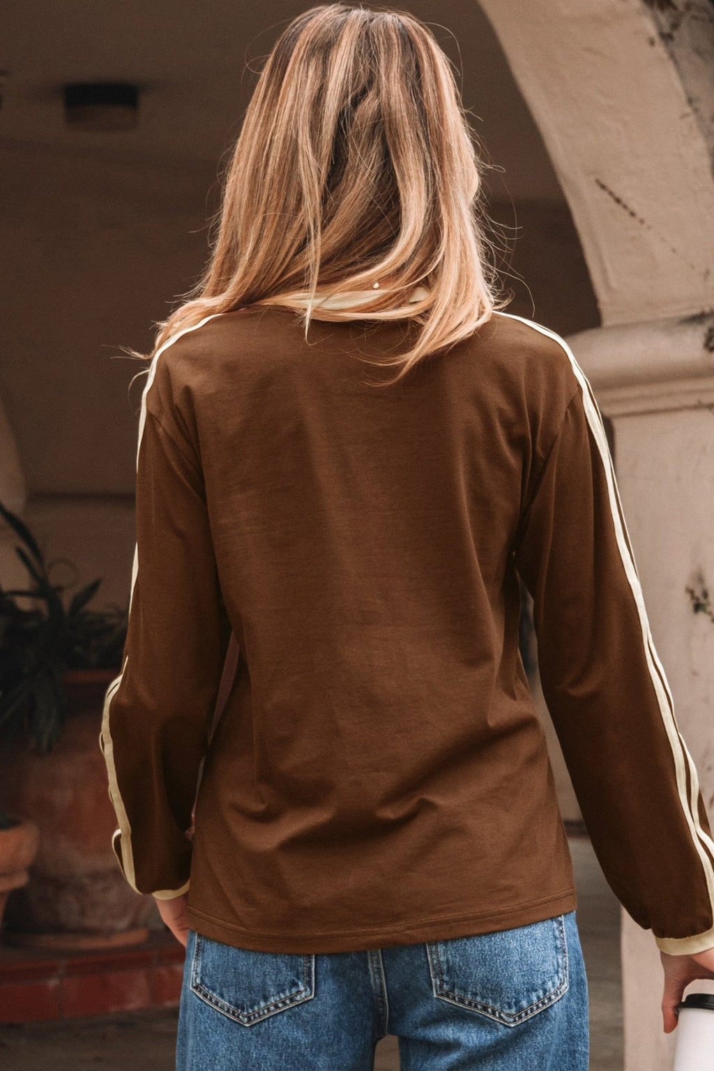 Varsity Stripe Crew Neck Long Sleeve Top - Rooted & Reckless Co.
