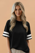 Varsity Stripe Crew Neck Short Sleeve T-Shirt - Rooted & Reckless Co.