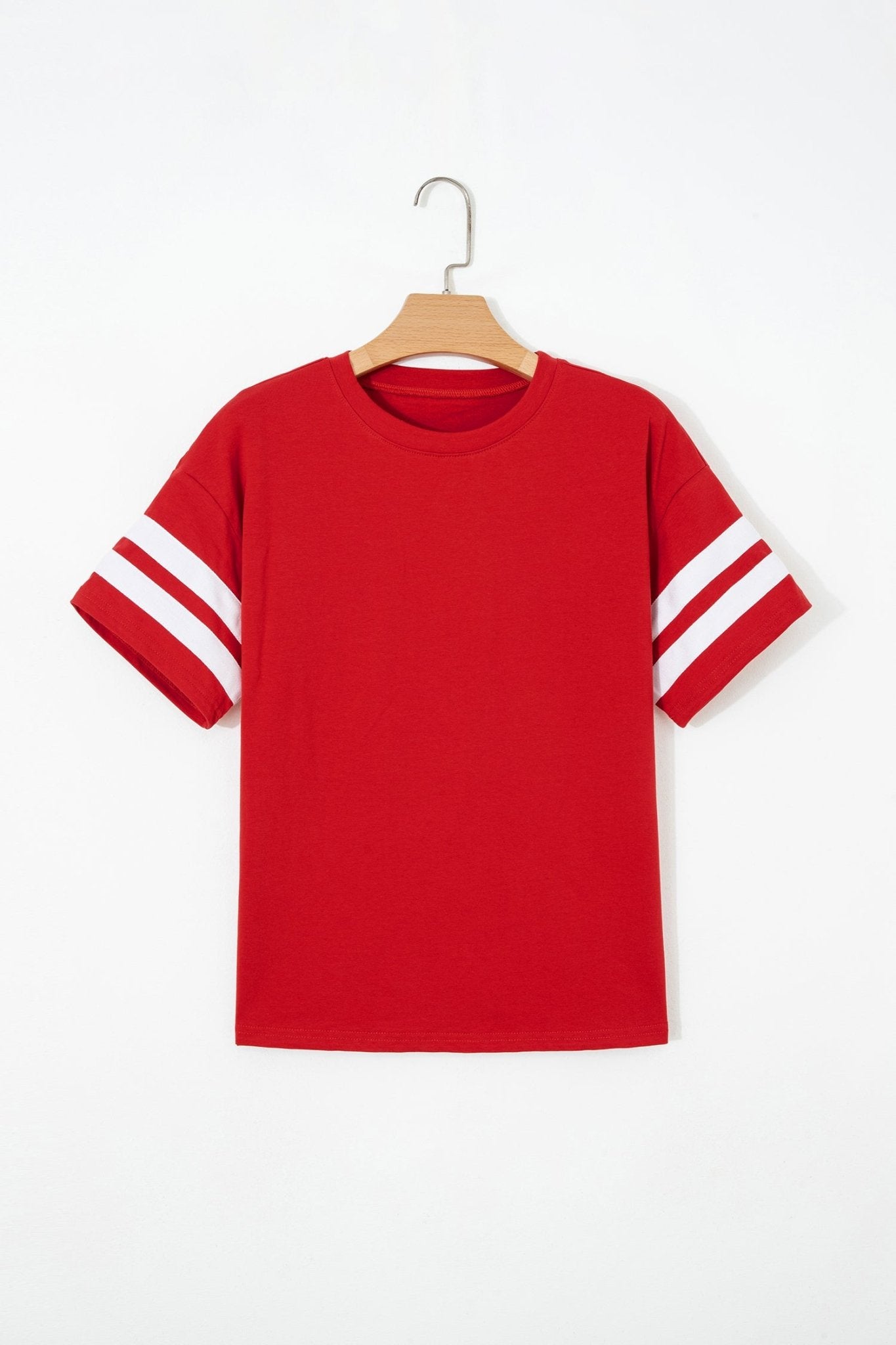 Varsity Stripe Crew Neck Short Sleeve T-Shirt - Rooted & Reckless Co.