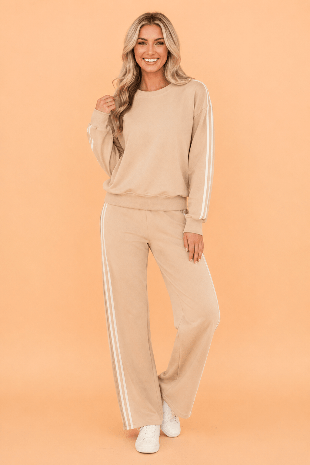 Varsity Stripe Crewneck Pullover & Sweatpants Set - Rooted & Reckless Co.
