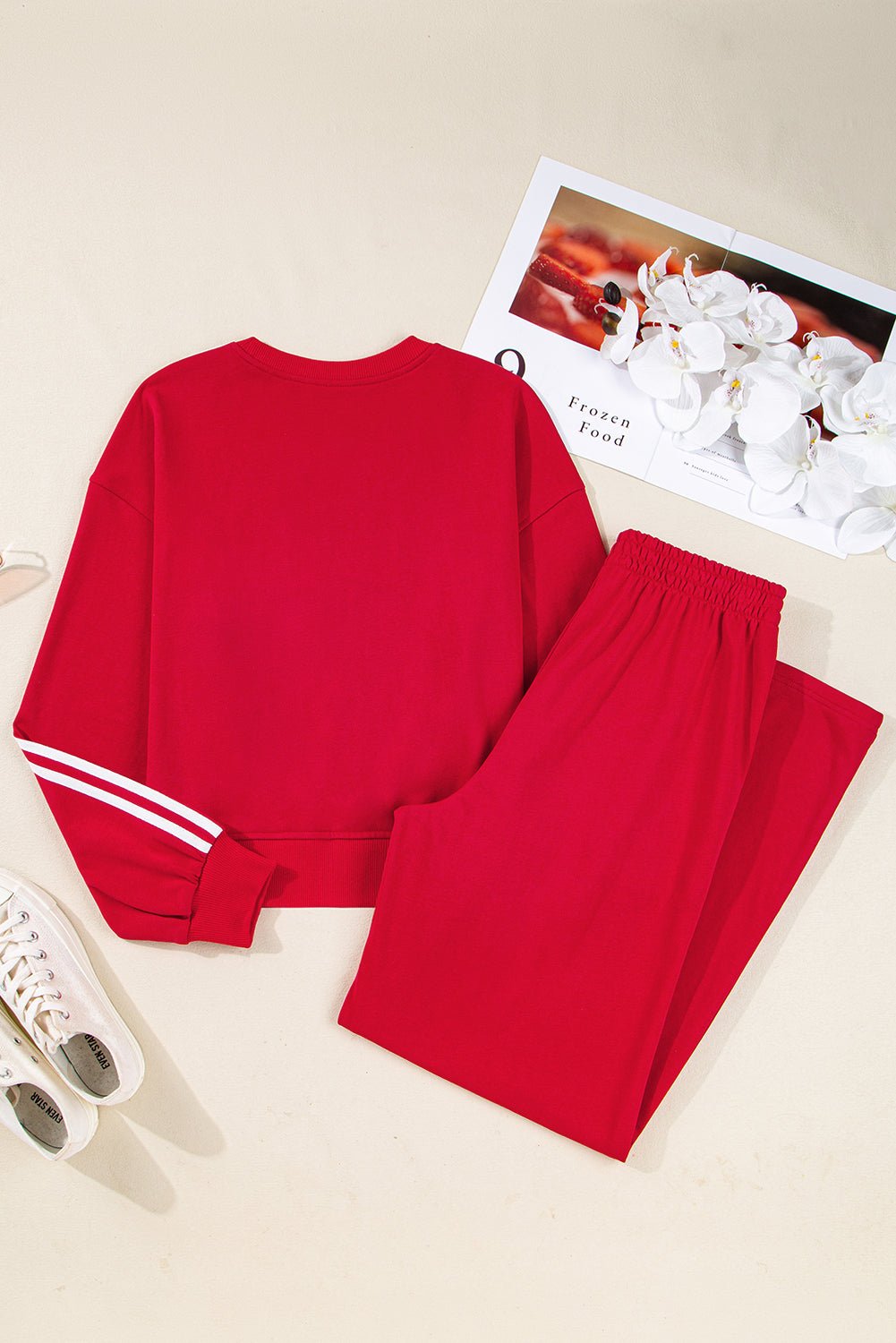 Varsity Stripe Crewneck Pullover & Sweatpants Set - Rooted & Reckless Co.