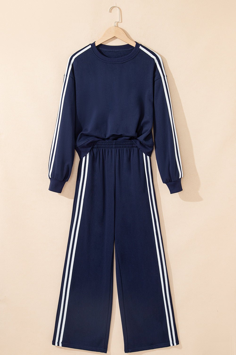 Varsity Stripe Crewneck Pullover & Sweatpants Set - Rooted & Reckless Co.