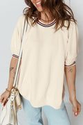 Varsity Stripe Cuffed Short Sleeve Tunic Top - Rooted & Reckless Co.