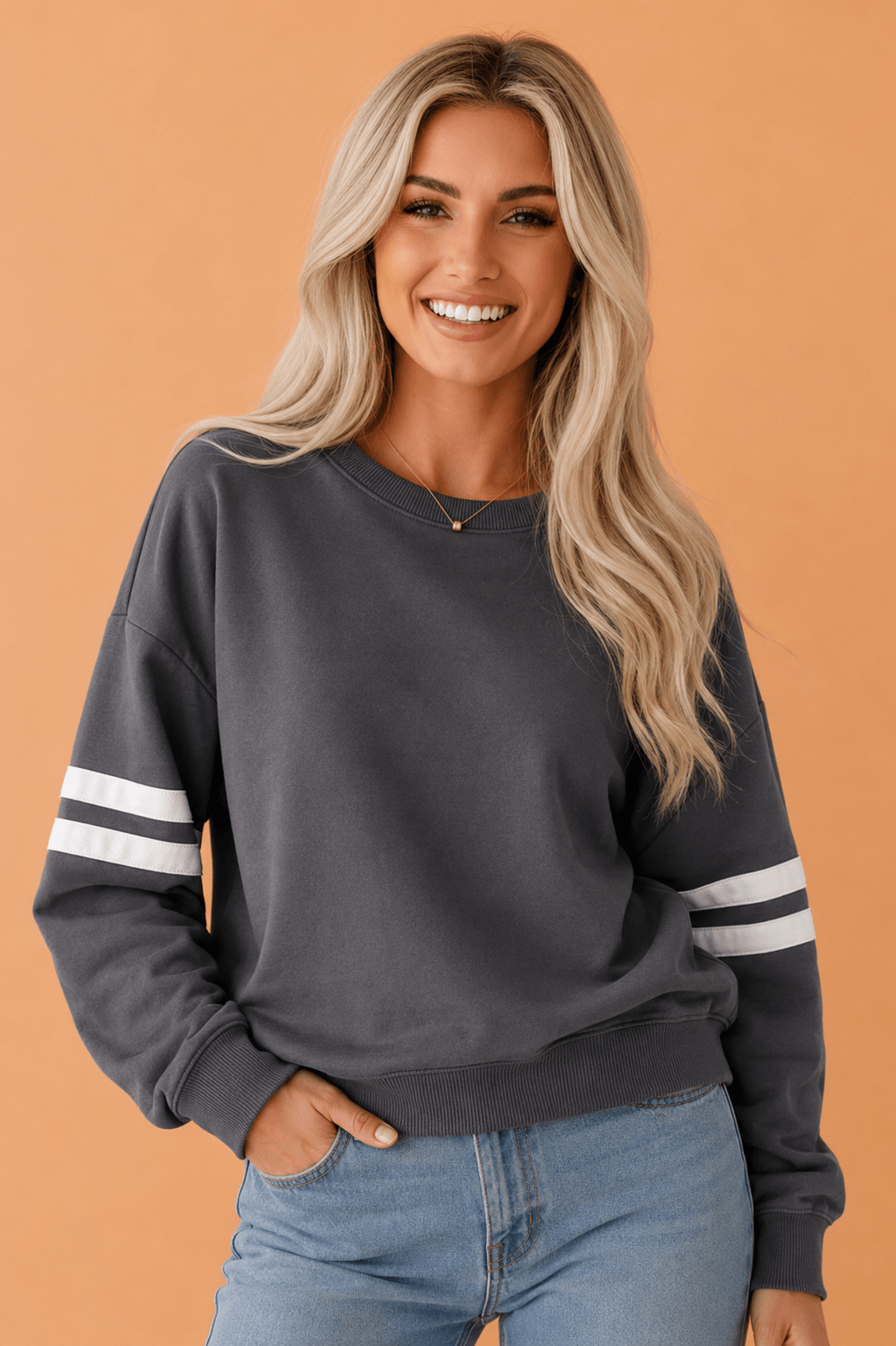 Varsity Stripe Drop Shoulder Oversized Sweatshirt - Rooted & Reckless Co.