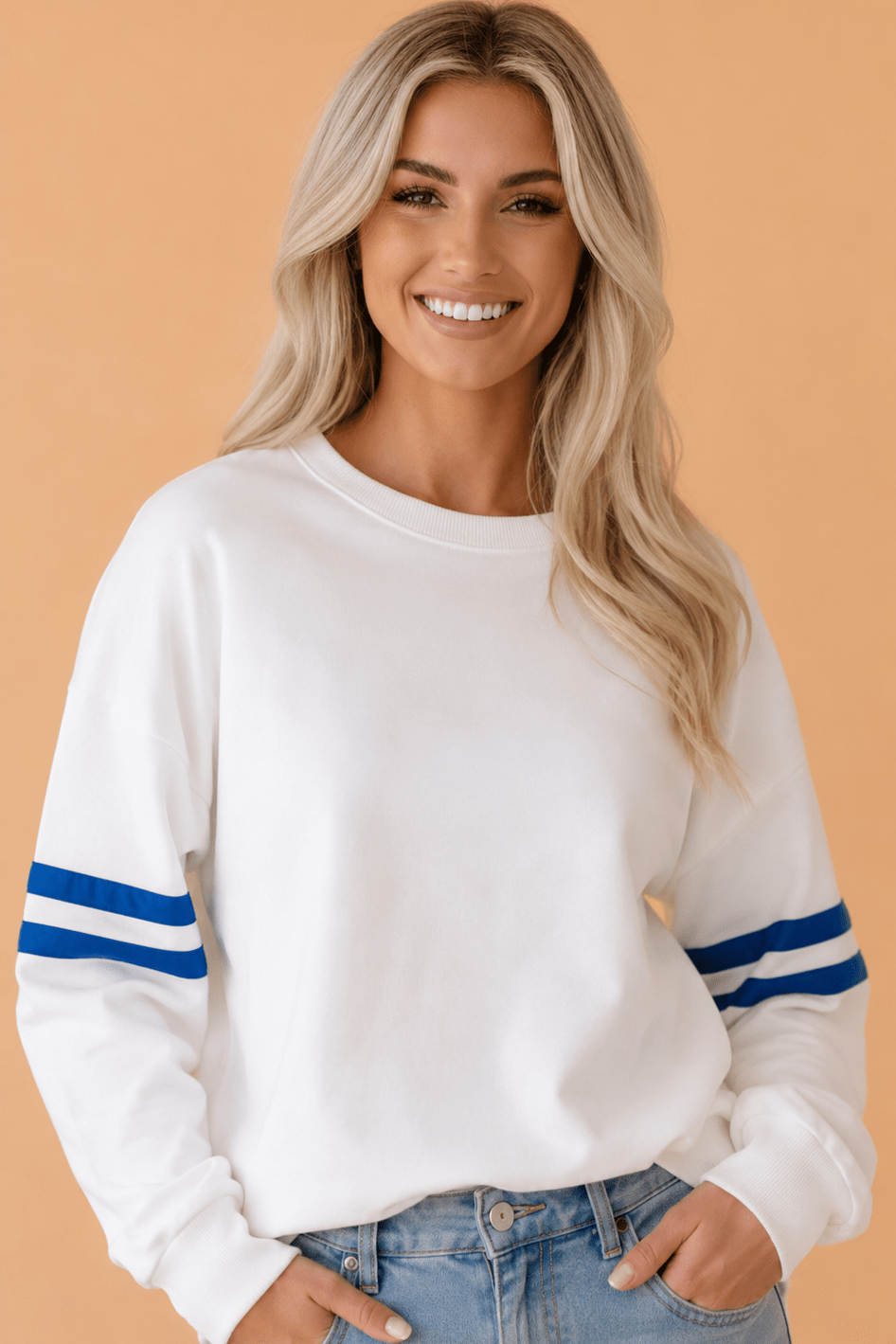 Varsity Stripe Drop Shoulder Oversized Sweatshirt - Rooted & Reckless Co.