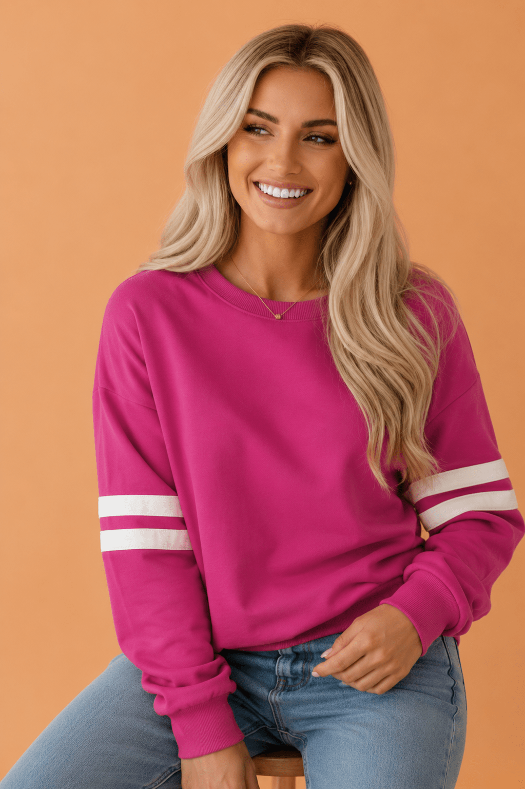 Varsity Stripe Drop Shoulder Oversized Sweatshirt - Rooted & Reckless Co.