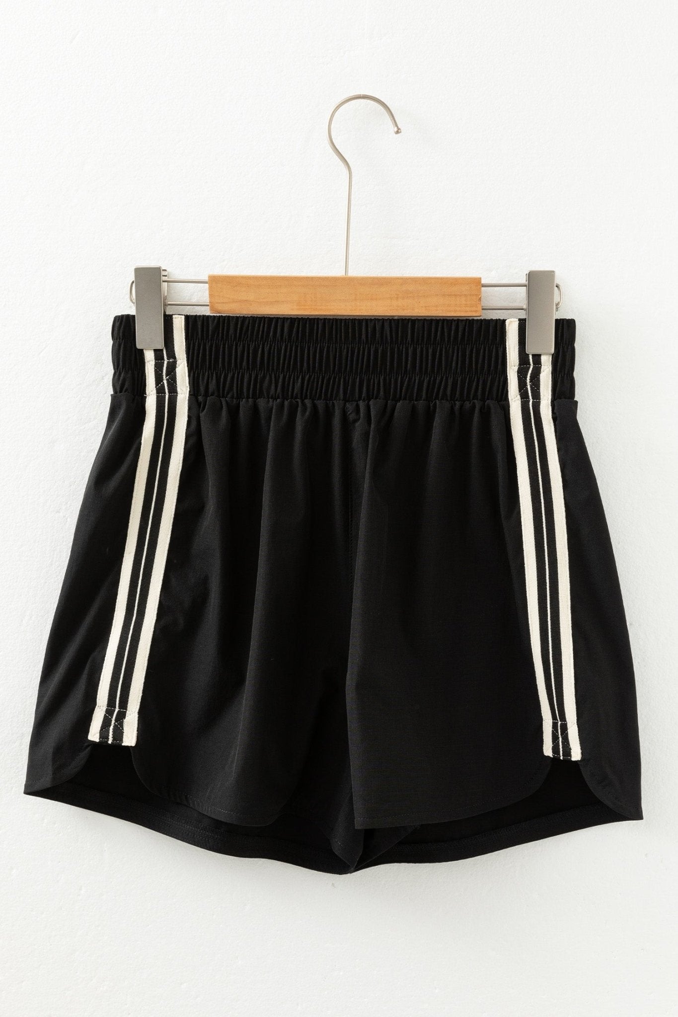 Varsity Stripe Elastic Waist Athleisure Shorts - Rooted & Reckless Co.