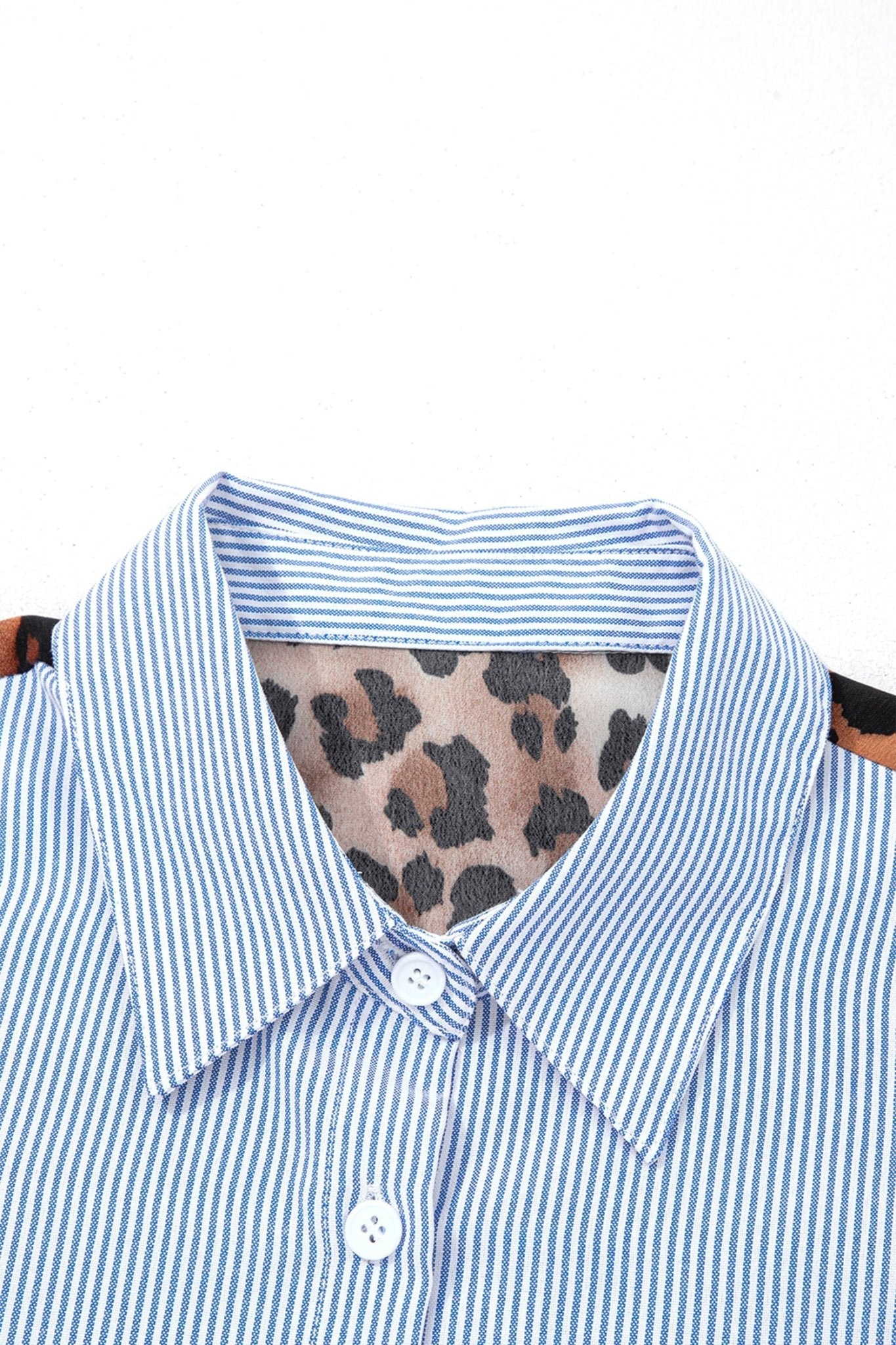 Varsity Stripe Leopard Patchwork Button Down Shirt - Rooted & Reckless Co.