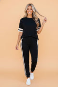 Varsity Stripe Loose Tee & Jogger Pant Set - Rooted & Reckless Co.