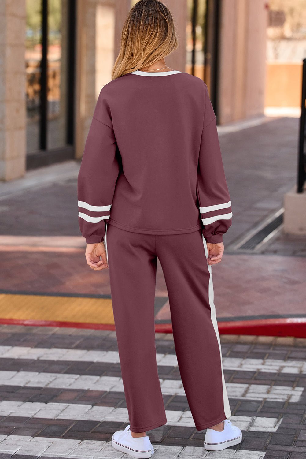 Varsity Stripe Pullover and Drawstring Pant Set - Rooted & Reckless Co.