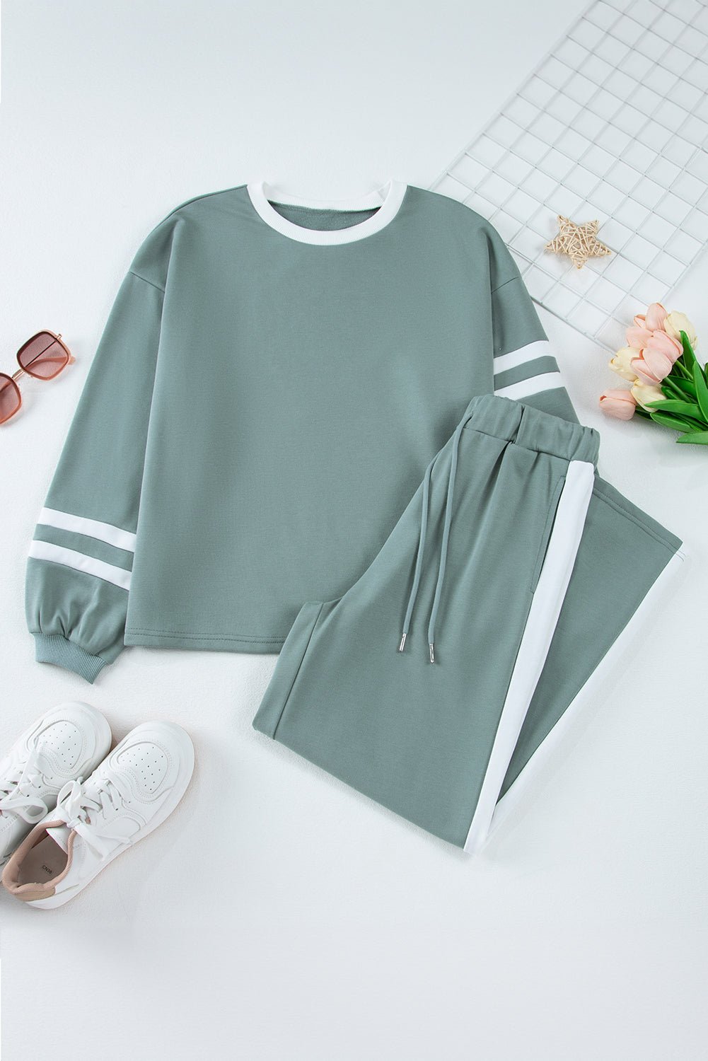 Varsity Stripe Pullover and Drawstring Pant Set - Rooted & Reckless Co.