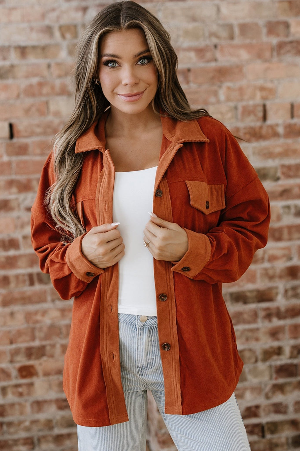 Velvet Button-Up Flap Pocket Drop Shoulder Shacket - Rooted & Reckless Co.