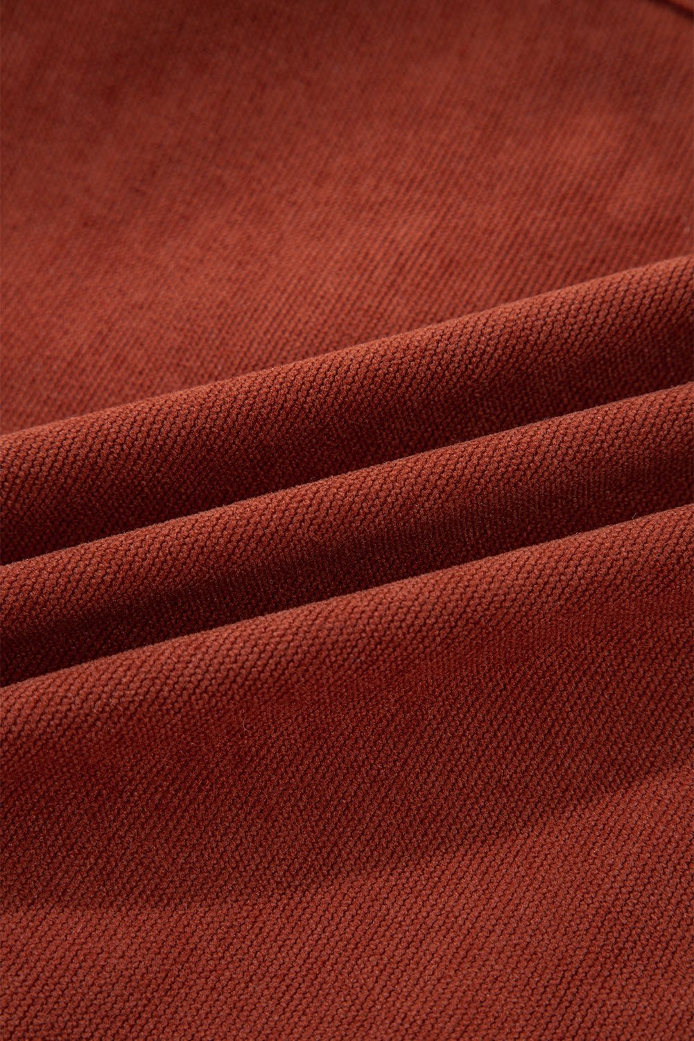 Velvet Button-Up Flap Pocket Drop Shoulder Shacket - Rooted & Reckless Co.