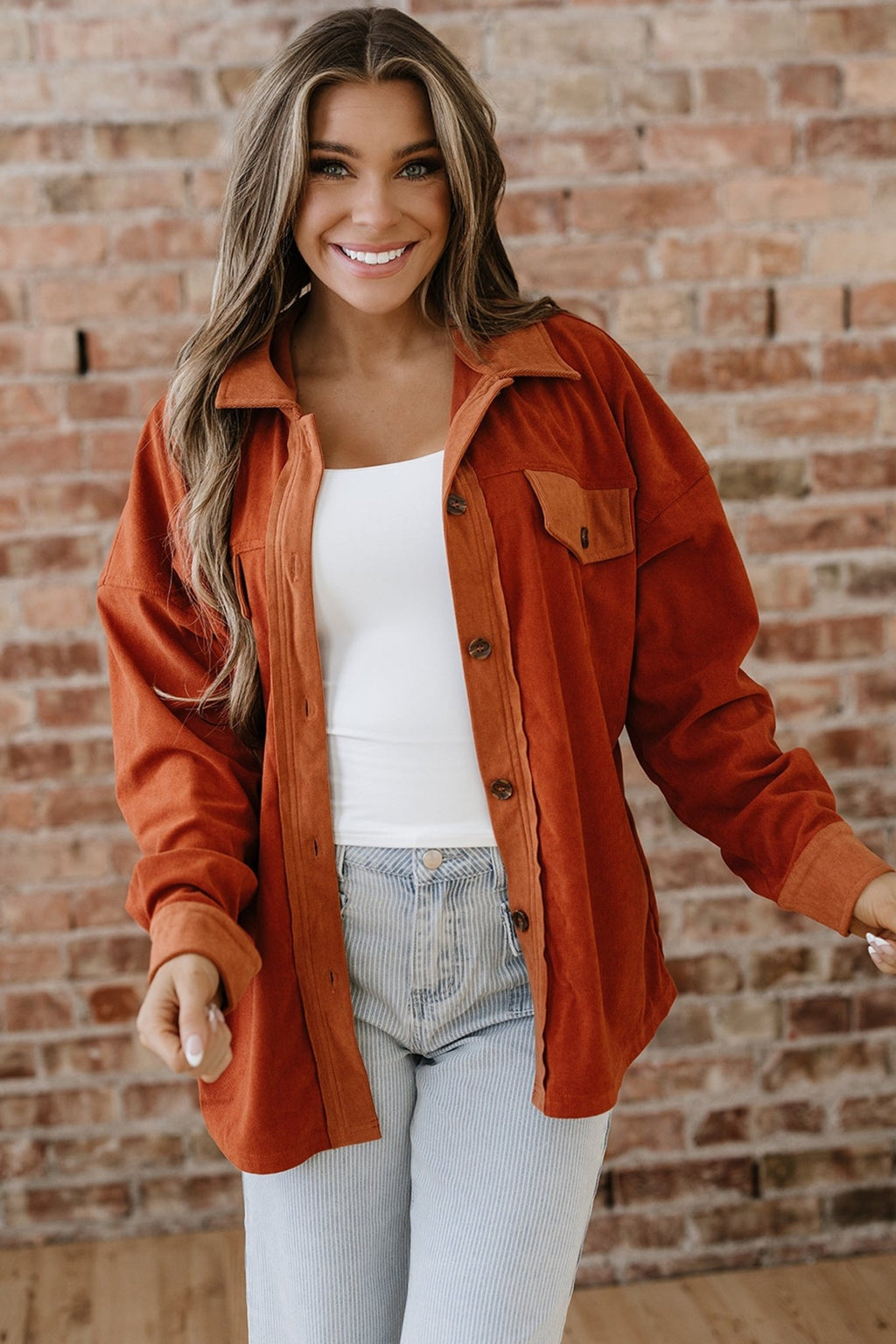 Velvet Button-Up Flap Pocket Drop Shoulder Shacket - Rooted & Reckless Co.