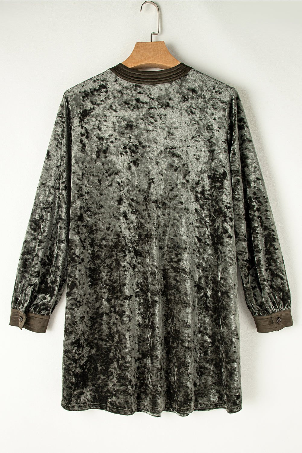 Velvet Long Sleeve V-Neck Side Pocket Dress - Rooted & Reckless Co.