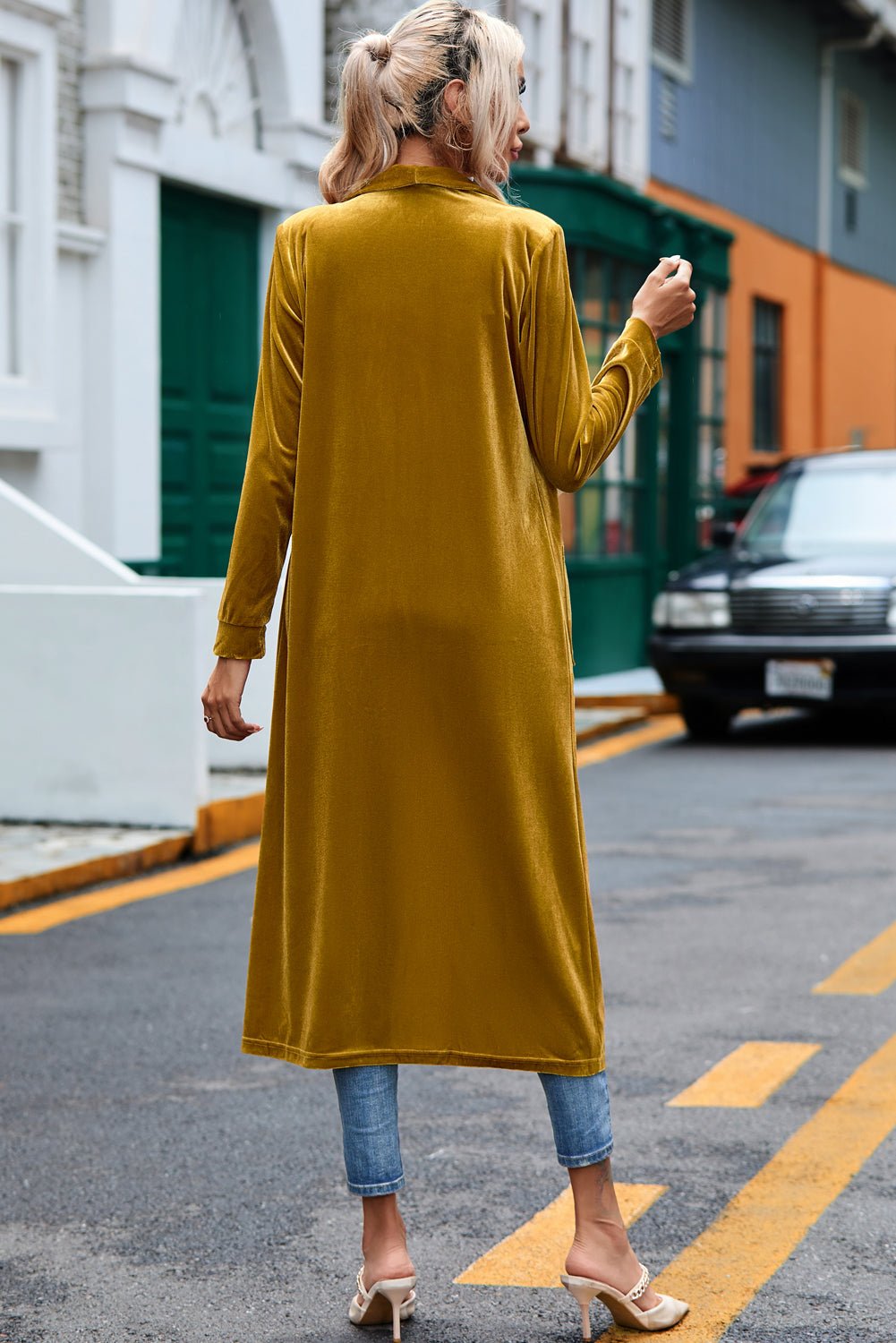 Velvet Open-Front Pocketed Cardigan - Rooted & Reckless Co.