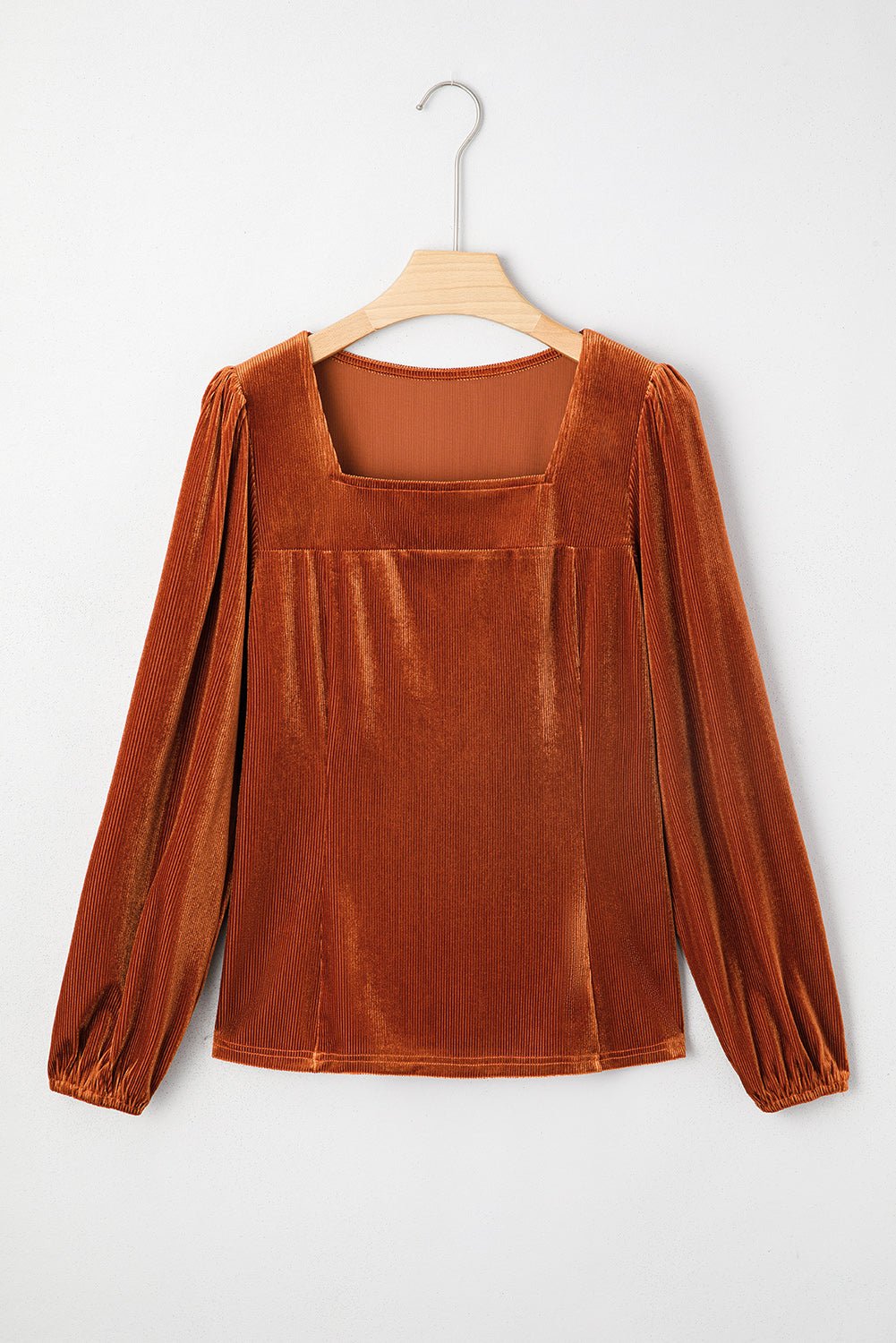 Velvet Ribbed Square Neck Puff Sleeve Top - Rooted & Reckless Co.