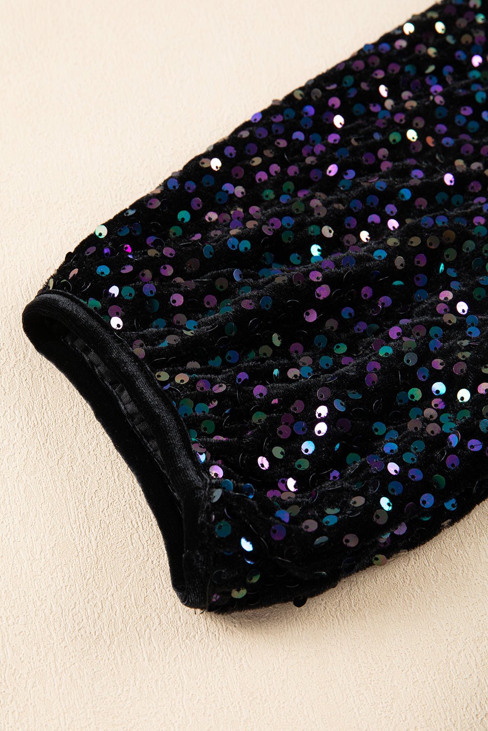 Velvet Sequin Puff Sleeve Buttoned Peplum Shirt - Rooted & Reckless Co.