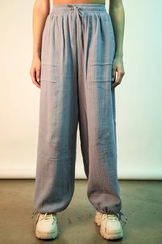 VERY J Wide Leg Gauze Solid Pants - Rooted & Reckless Co.