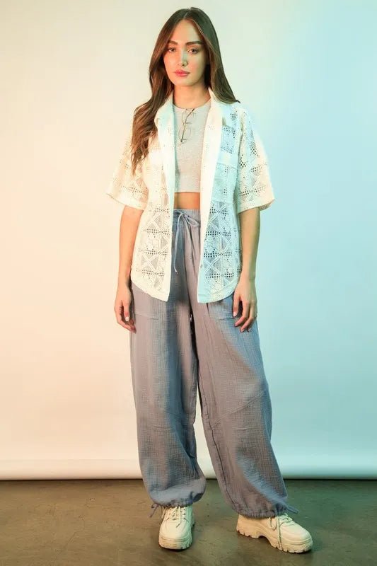 VERY J Wide Leg Gauze Solid Pants - Rooted & Reckless Co.