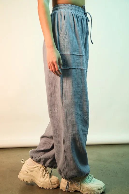 VERY J Wide Leg Gauze Solid Pants - Rooted & Reckless Co.