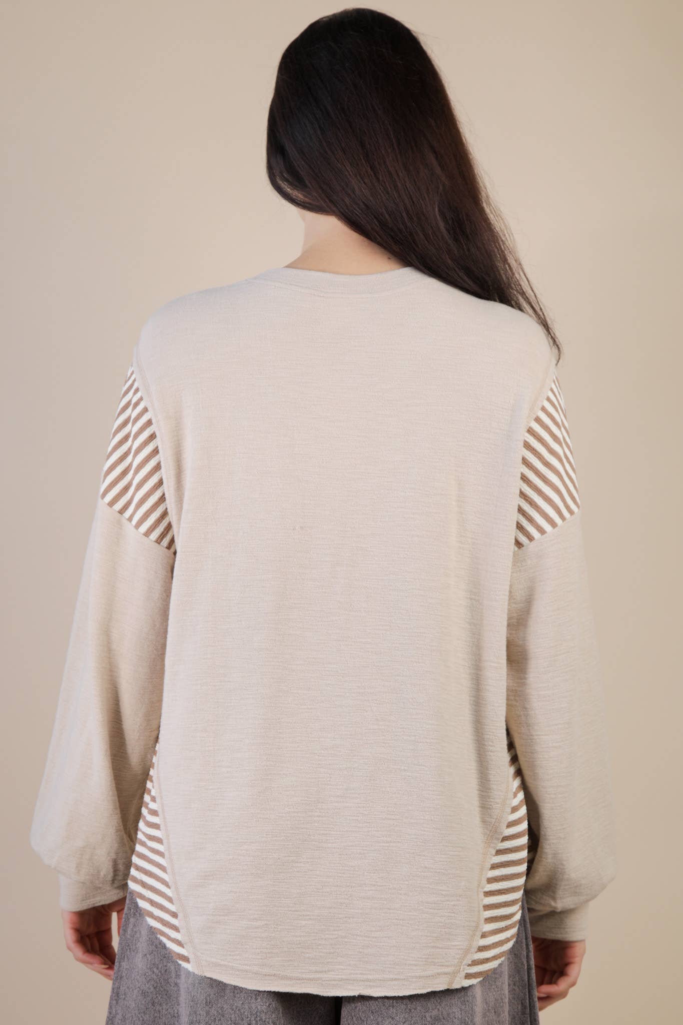 VERY J "Wild West Cowgirls" Western Graphic Knit Top — Oversized Mixed Media (Taupe or Olive) - Rooted & Reckless Co.