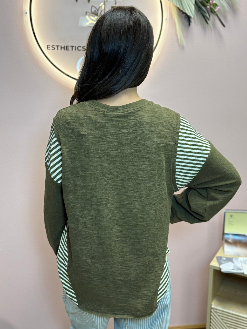 VERY J "Wild West Cowgirls" Western Graphic Knit Top — Oversized Mixed Media (Taupe or Olive) - Rooted & Reckless Co.